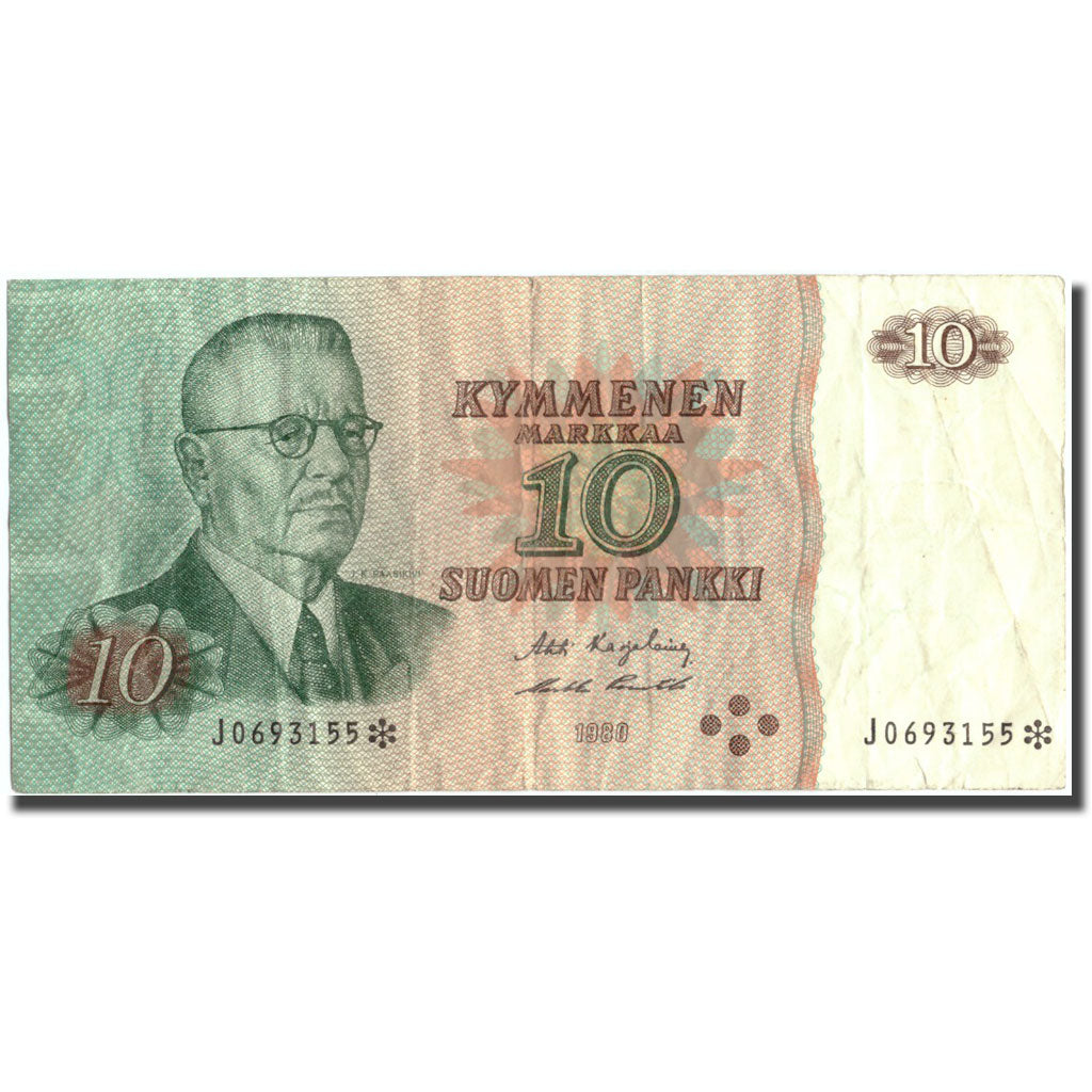 Banknote, Finland, 10 Markkaa, 1980, 1980, KM:111r1, VF(30-35)