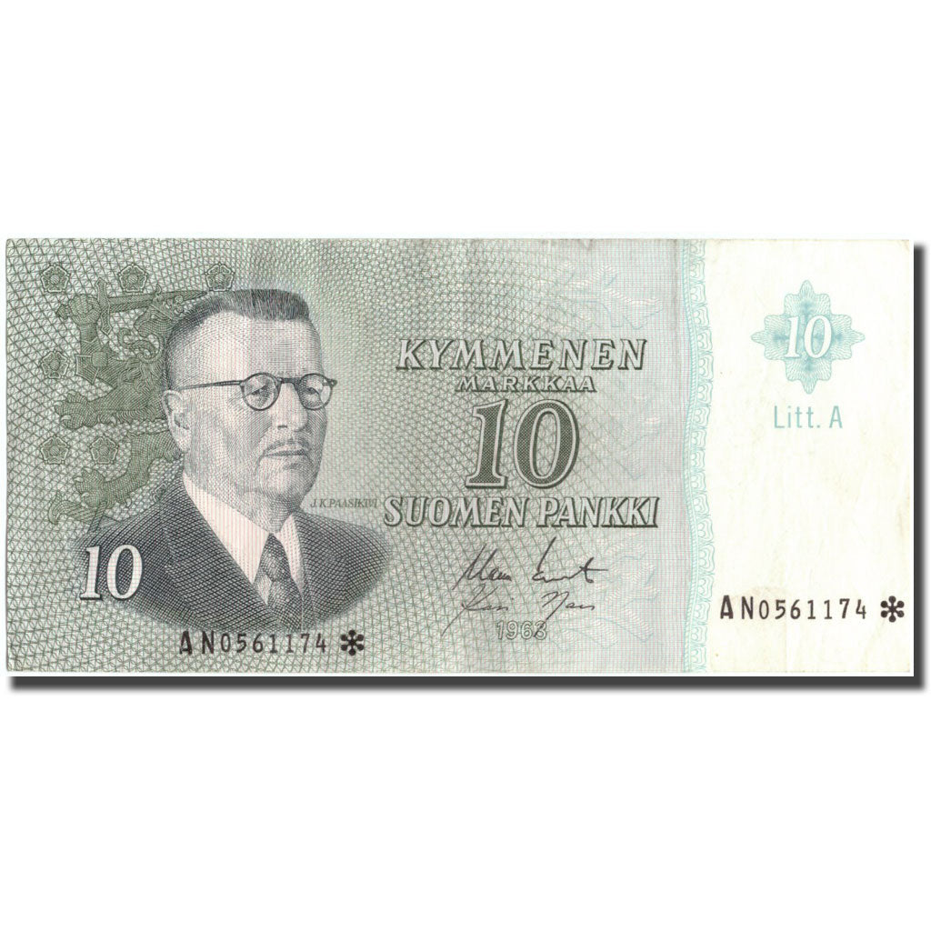 Banknote, Finland, 10 Markkaa, 1963, 1963, KM:104r, EF(40-45)