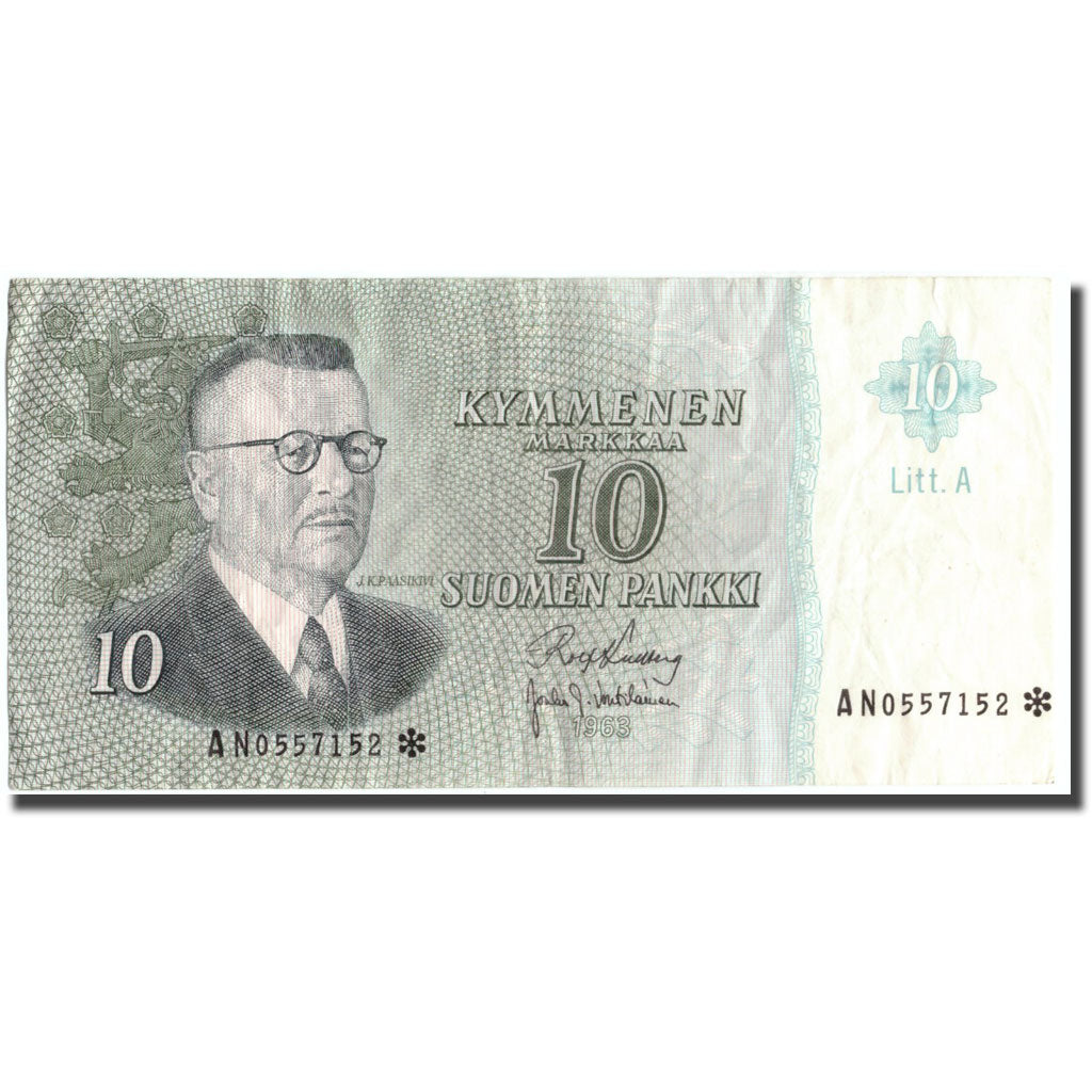 Banknote, Finland, 10 Markkaa, 1963, 1963, KM:104r, EF(40-45)