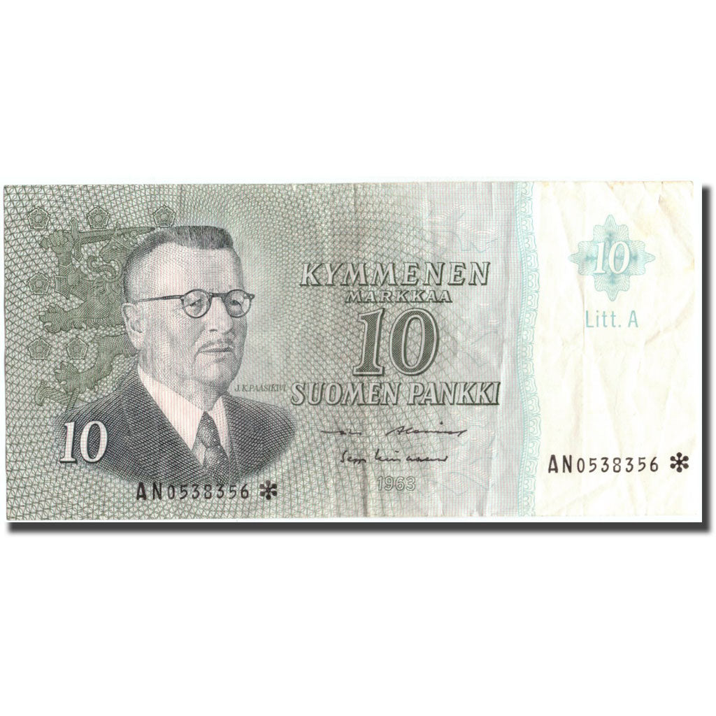 Banknote, Finland, 10 Markkaa, 1963, 1963, KM:104r, EF(40-45)