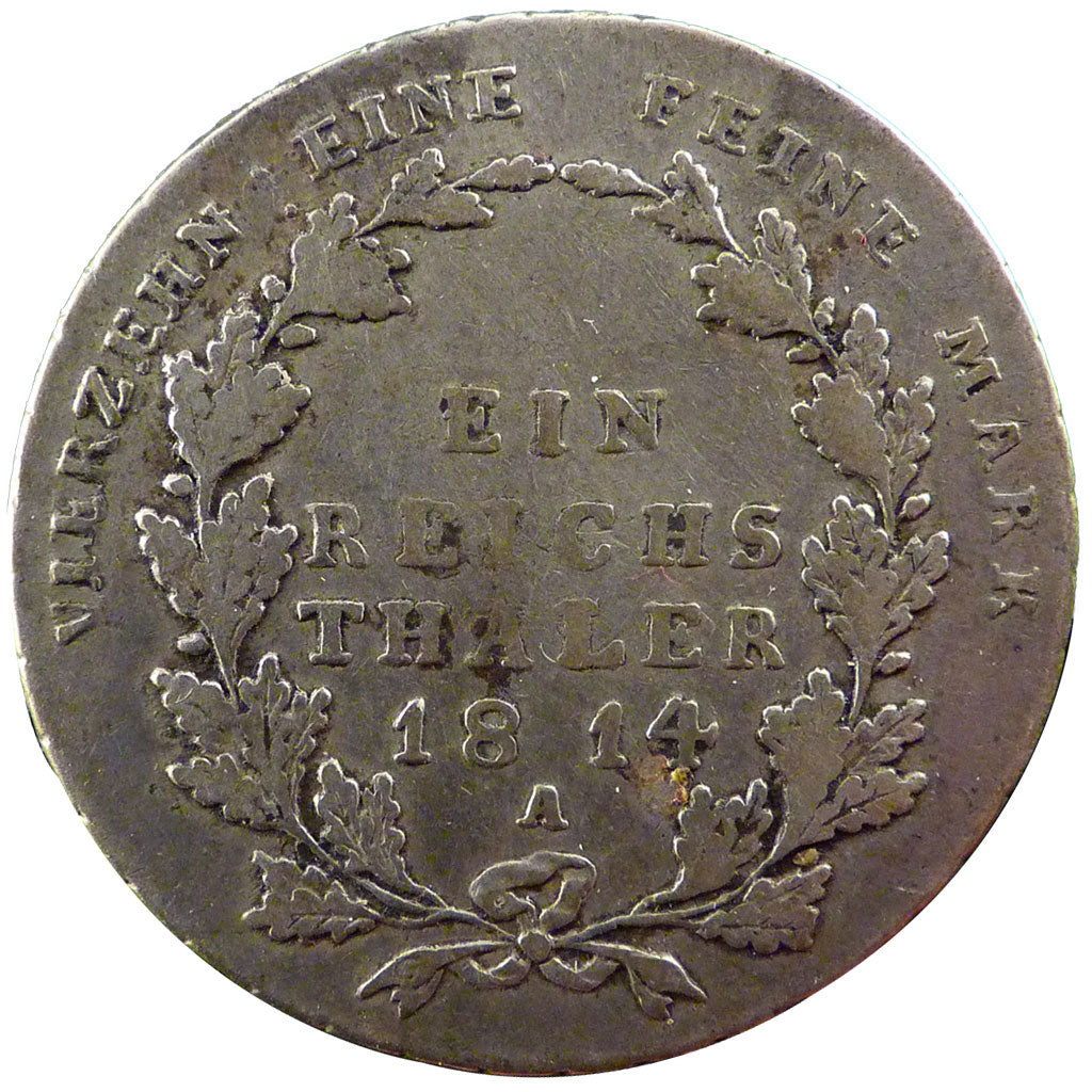 GERMAN STATES, Thaler, 1814, Berlin, KM #387, VF(30-35), Silver, 21.90