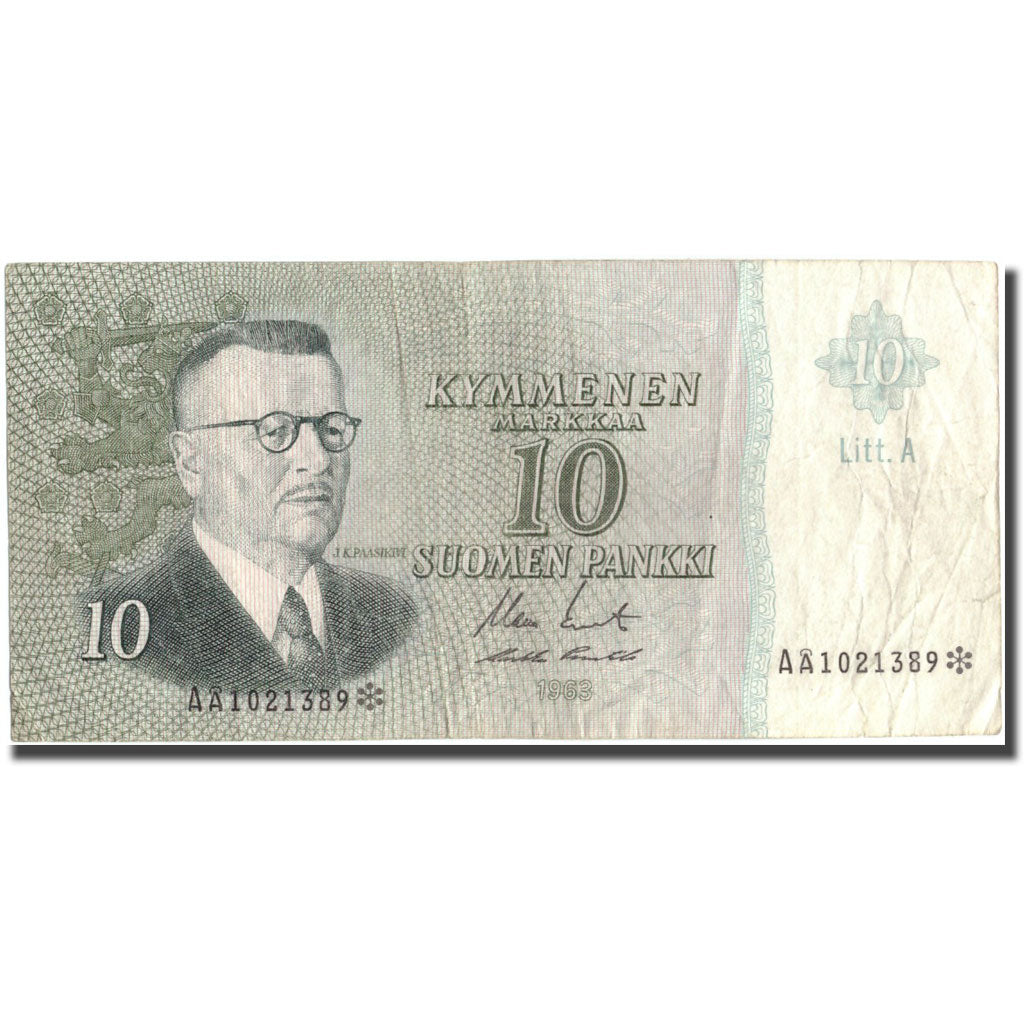 Banknote, Finland, 10 Markkaa, 1963, 1963, KM:104r, VF(30-35)