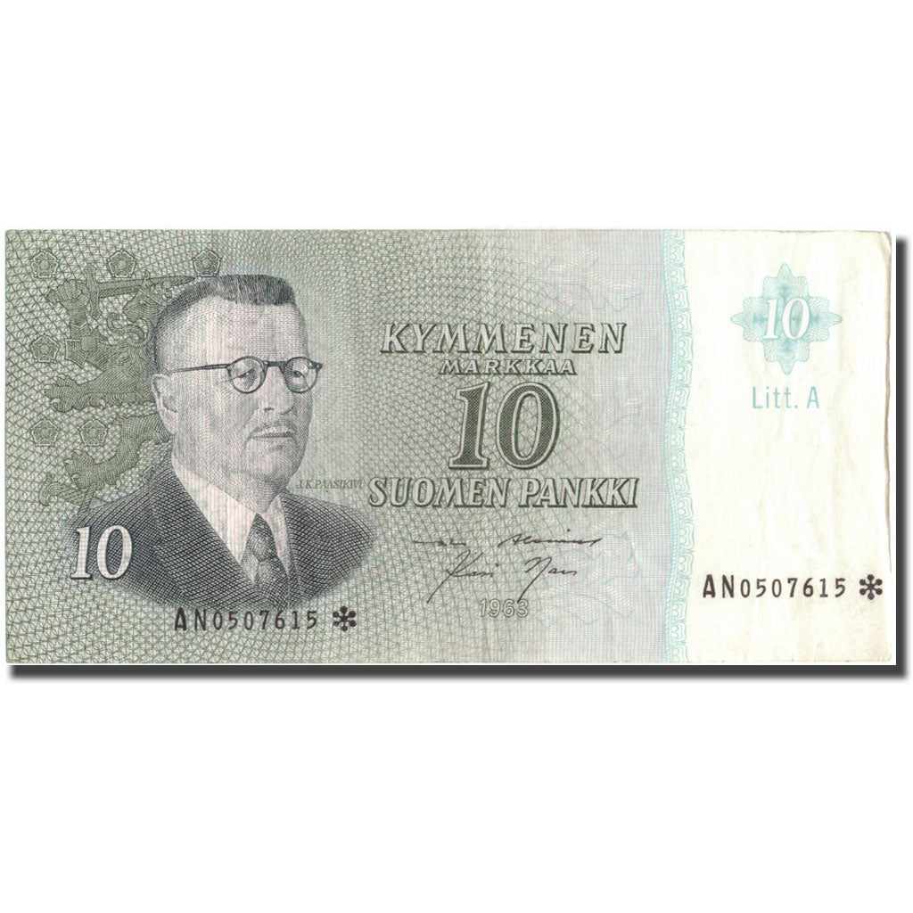 Banknote, Finland, 10 Markkaa, 1963, 1963, KM:104r, EF(40-45)