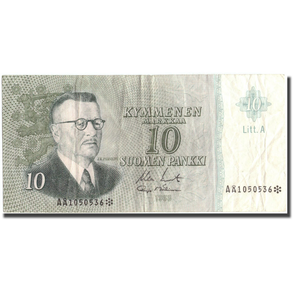 Banknote, Finland, 10 Markkaa, 1963, 1963, KM:104r, VF(30-35)