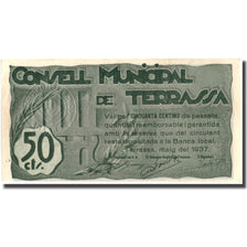 Banknote, Spain, 50 Centimos, N.D, 1937, 1937, TERRASSA, UNC(64)