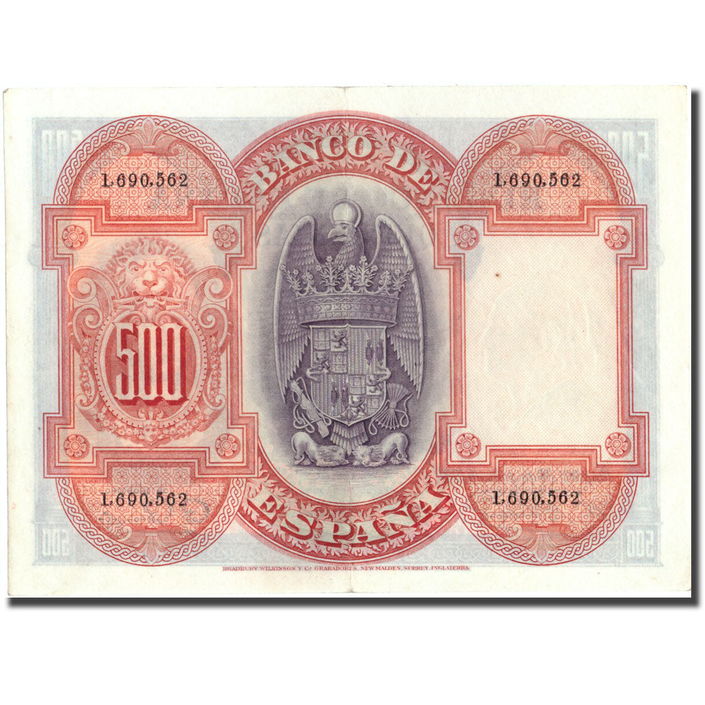 Billete, 500 Pesetas, 1927, España, 1927-07-24, KM:73c, MBC+