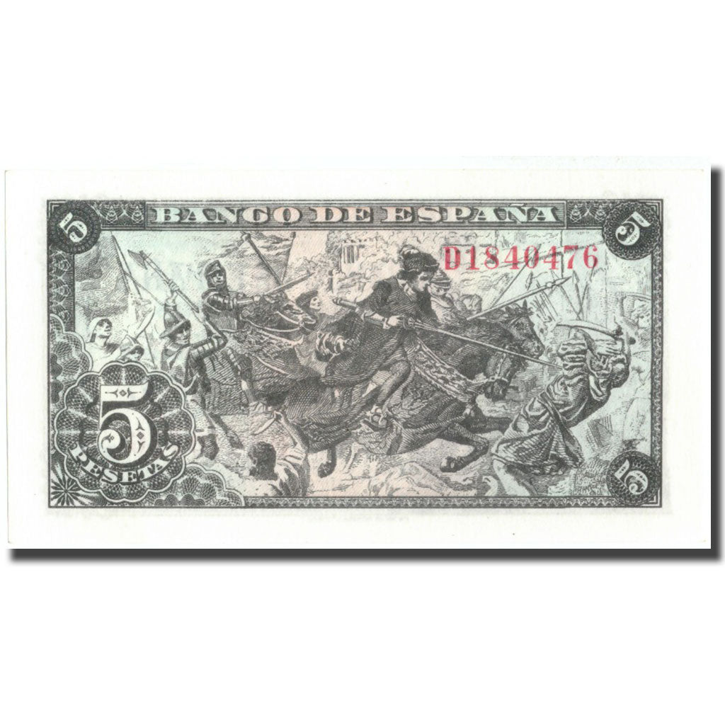 Billete, 5 Pesetas, 1945, España, 1945-06-15, KM:129a, UNC