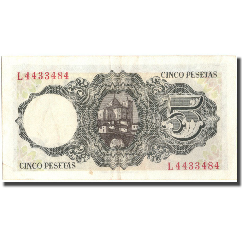 Billete, 5 Pesetas, 1951, España, 1951-08-16, KM:140a, MBC
