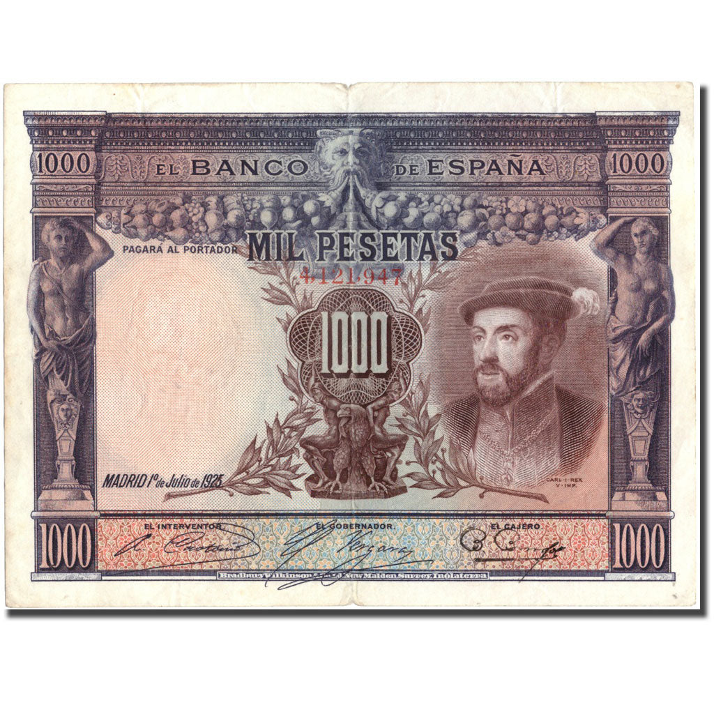 Banknote, Spain, 1000 Pesetas, 1925, 1925-07-01, KM:70c, EF(40-45)