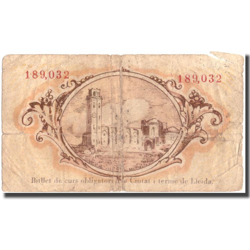 Banknote, Spain, 50 Centimos, N.D, 1937, 1937-06-30, LLEIDA, VF(20-25)