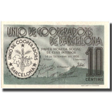 Banknote, Spain, 10 Centimos, N.D, BARCELONA, 1936-09-14, UNC(63)