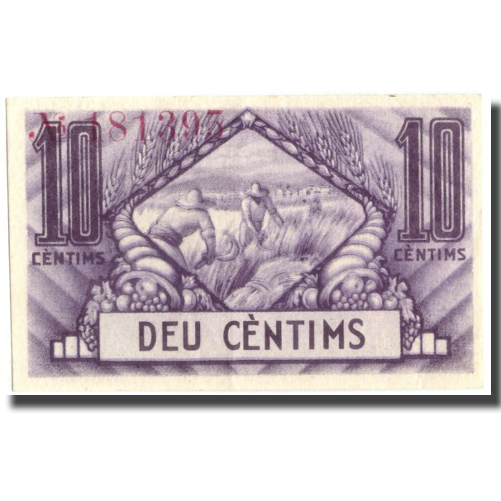 Banknote, Spain, 10 Centimos, N.D, BARCELONA, 1936-09-14, UNC(63)