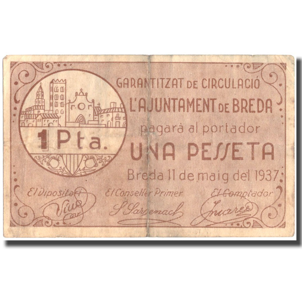 Billete, España, 1 Peseta, N.D, 1937, 1934-05-11, MBC