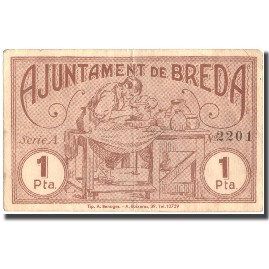 Billete, España, 1 Peseta, N.D, 1937, 1934-05-11, MBC