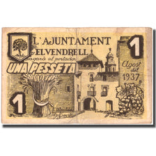 Banknote, Spain, 1 Peseta, EL VENDRELL, Batiment, 1937, 1937, EF(40-45)