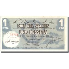 Banknote, Spain, 1 Peseta, train, PINS DEL VALLES, 1937, 1937, UNC(64)