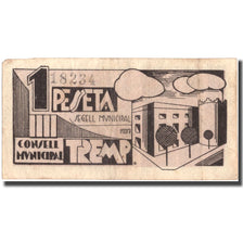 Banknote, Spain, 1 Peseta, Batiment, TREMP, 1937, 1937, EF(40-45)