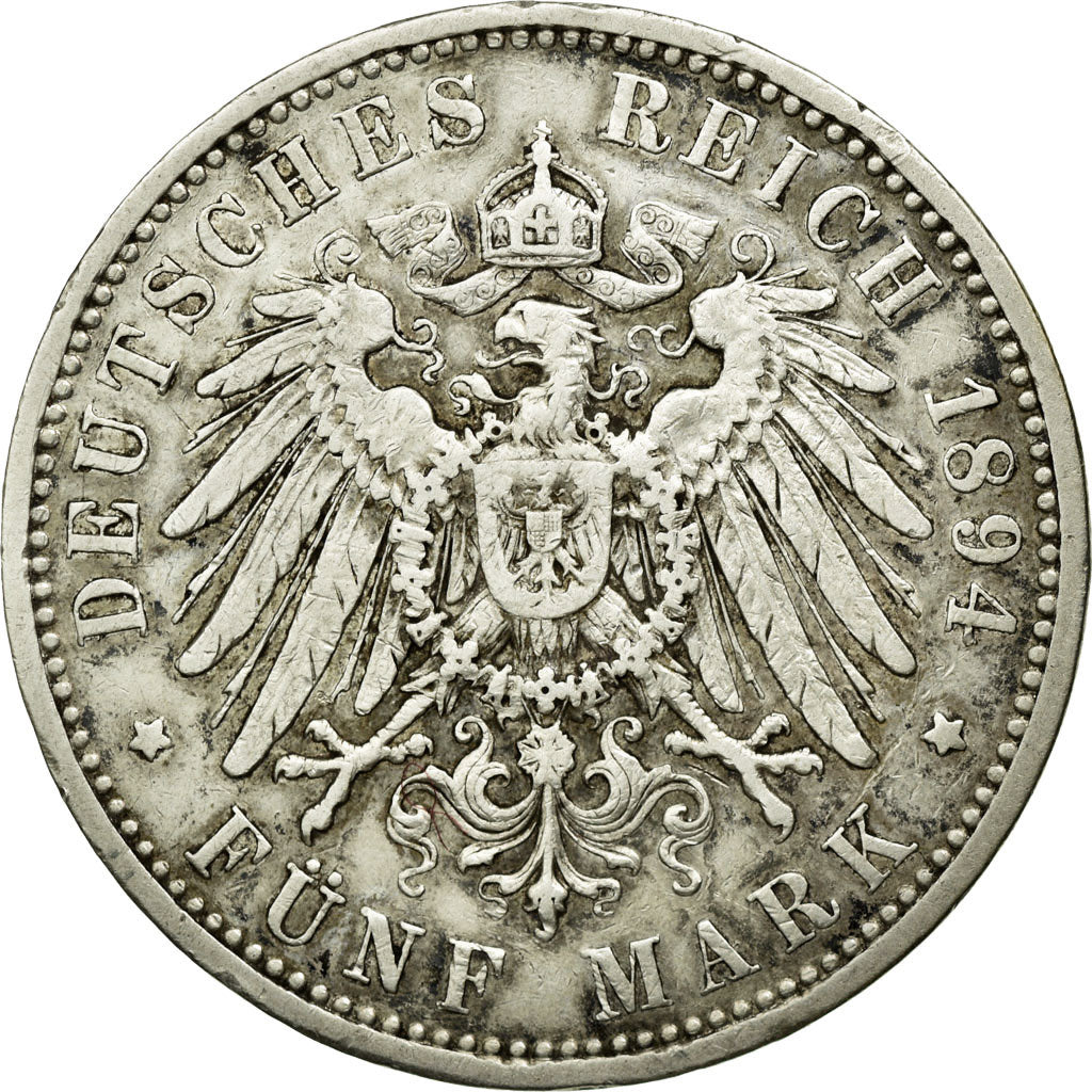 Coin, German States, PRUSSIA, Wilhelm II, 5 Mark, 1894, Berlin, EF(40-45)