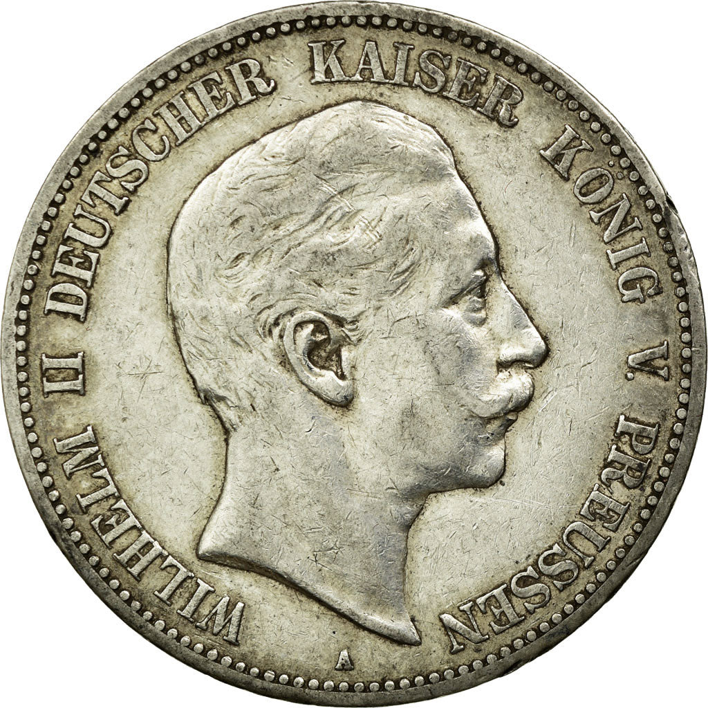 Moneta, Stati tedeschi, PRUSSIA, Wilhelm II, 5 Mark, 1904, Berlin, BB+, Argento