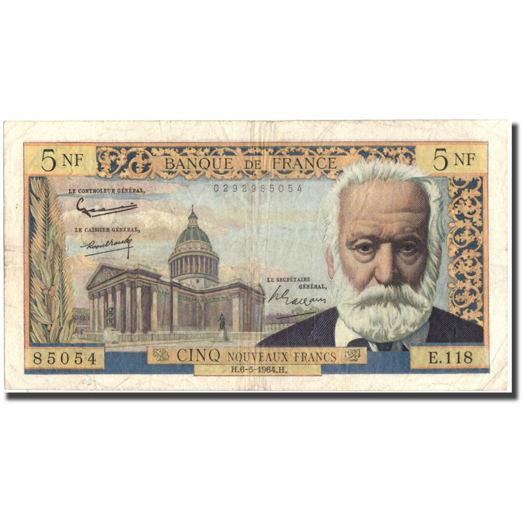 France, 5 Nouveaux Francs, 5 NF 1959-1965 ''Victor Hugo'', 1964, 1964-05-06, TB