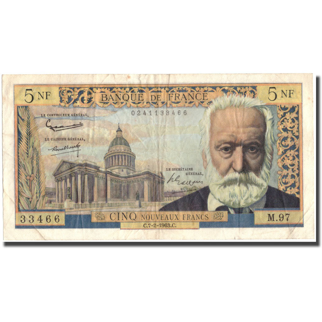 France, 5 Nouveaux Francs, 5 NF 1959-1965 ''Victor Hugo'', 1963, 1963-02-07