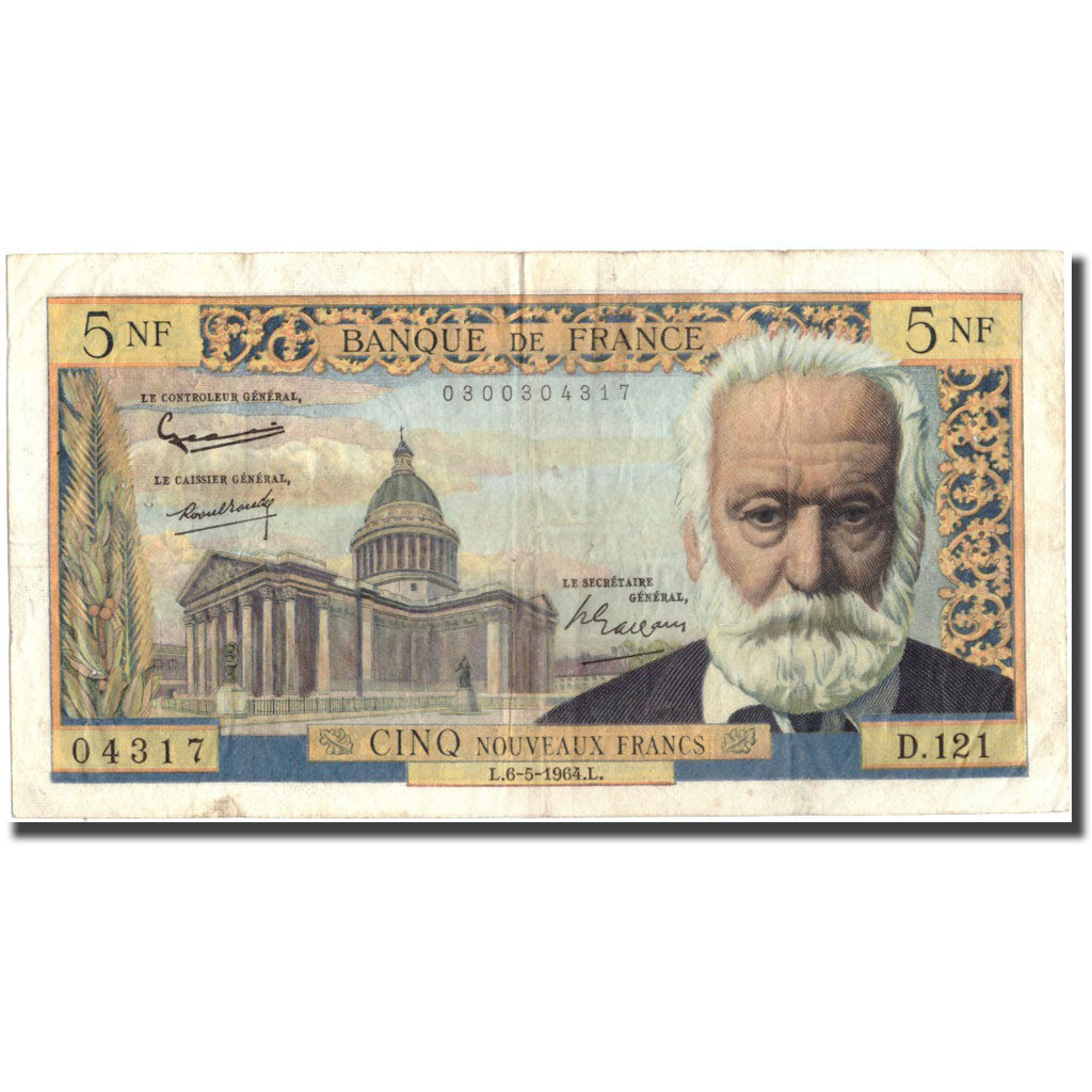 France, 5 Nouveaux Francs, 5 NF 1959-1965 ''Victor Hugo'', 1964, 1964-05-06, TB