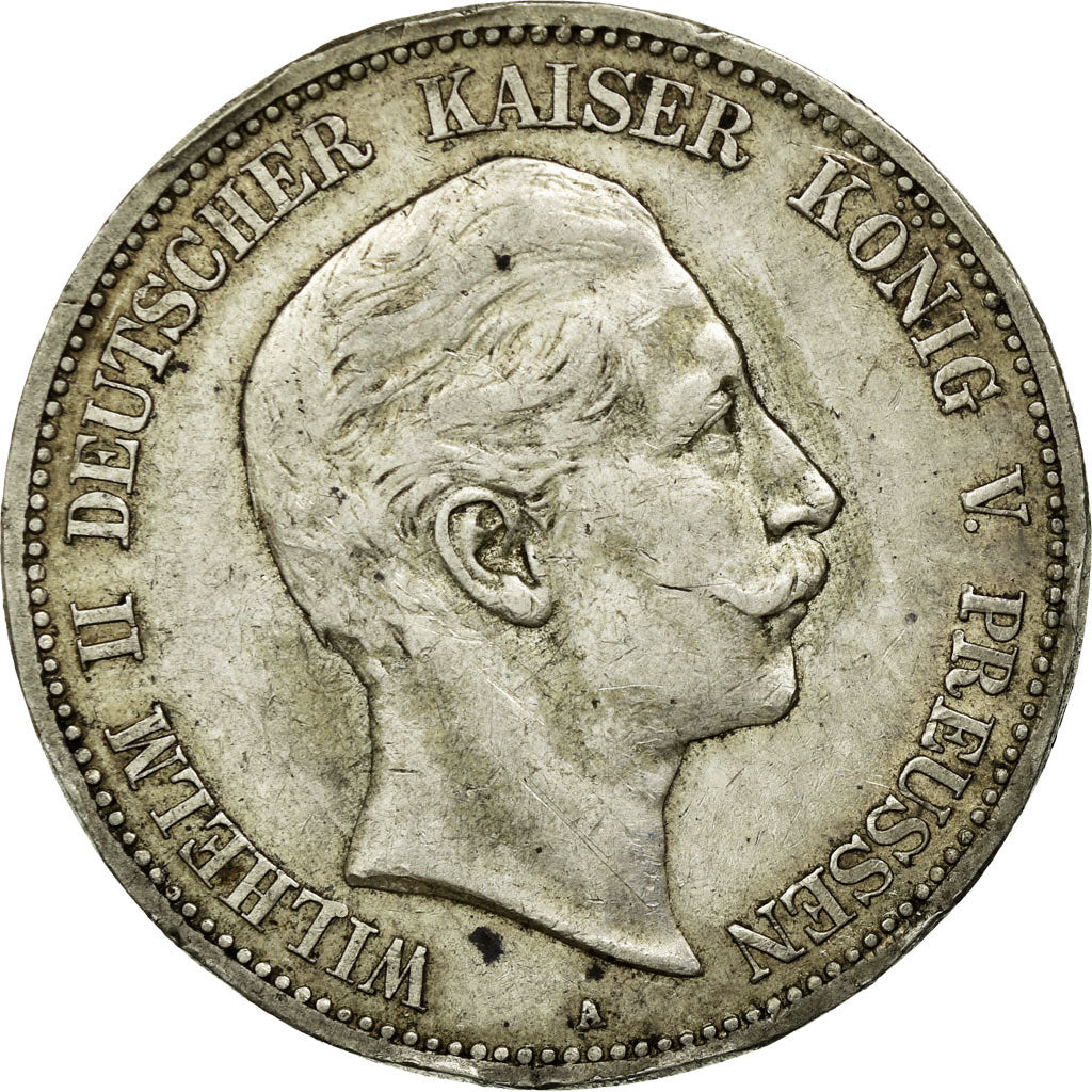Coin, German States, PRUSSIA, Wilhelm II, 5 Mark, 1908, Berlin, EF(40-45)