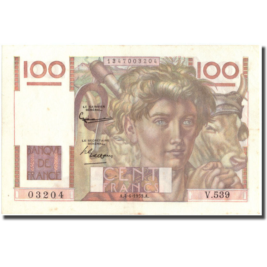 France, 100 Francs, 100 F 1945-1954 ''Jeune Paysan'', 1953, 1953-06-04