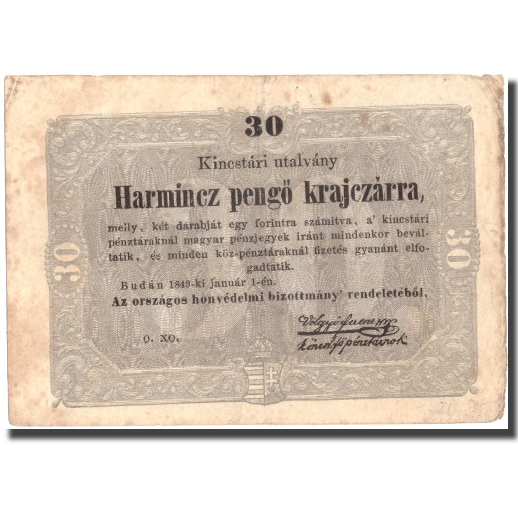 Billet, Hongrie, 30 Pengö Krajczar, 1849, 1849-01-01, KM:S122, TB