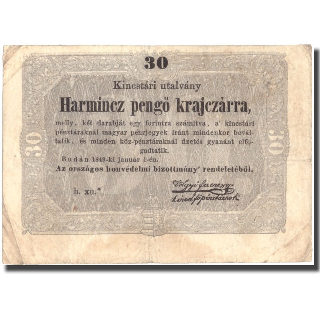 Banknote, Hungary, 30 Pengö Krajczar, 1849, 1849-01-01, KM:S122, VF(30-35)