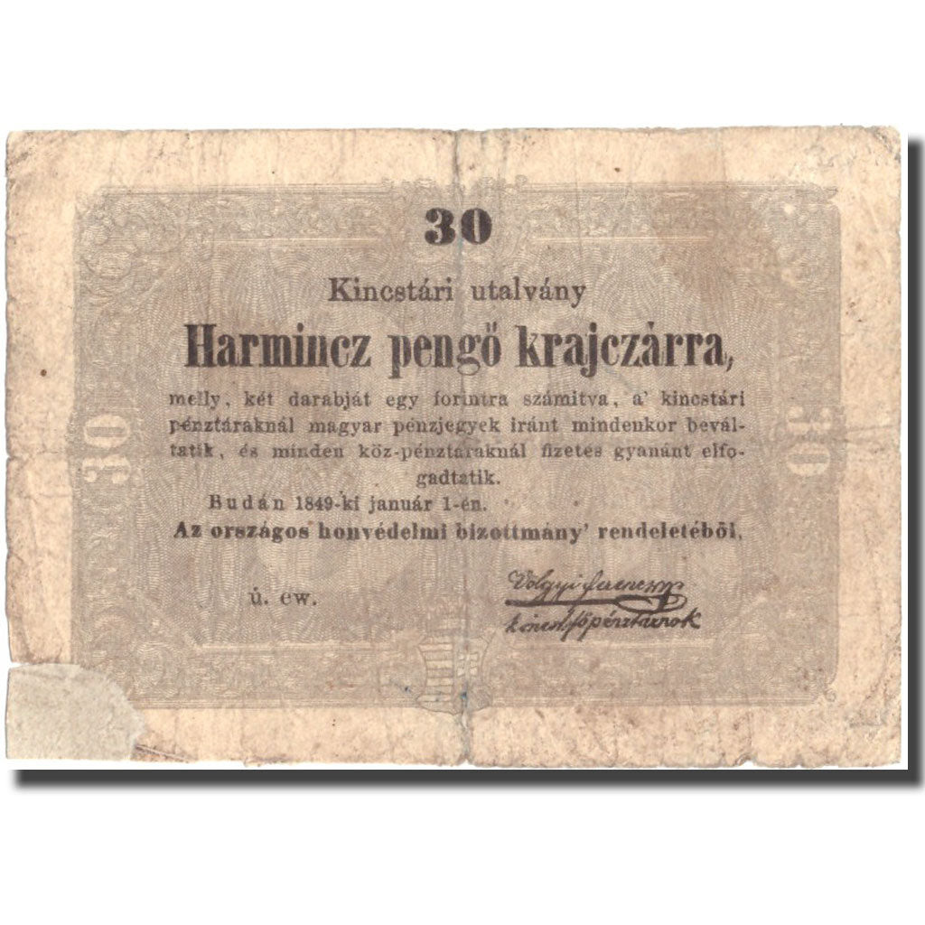 Billete, 30 Pengö Krajczar, 1849, Hungría, 1849-01-01, KM:S122, RC+