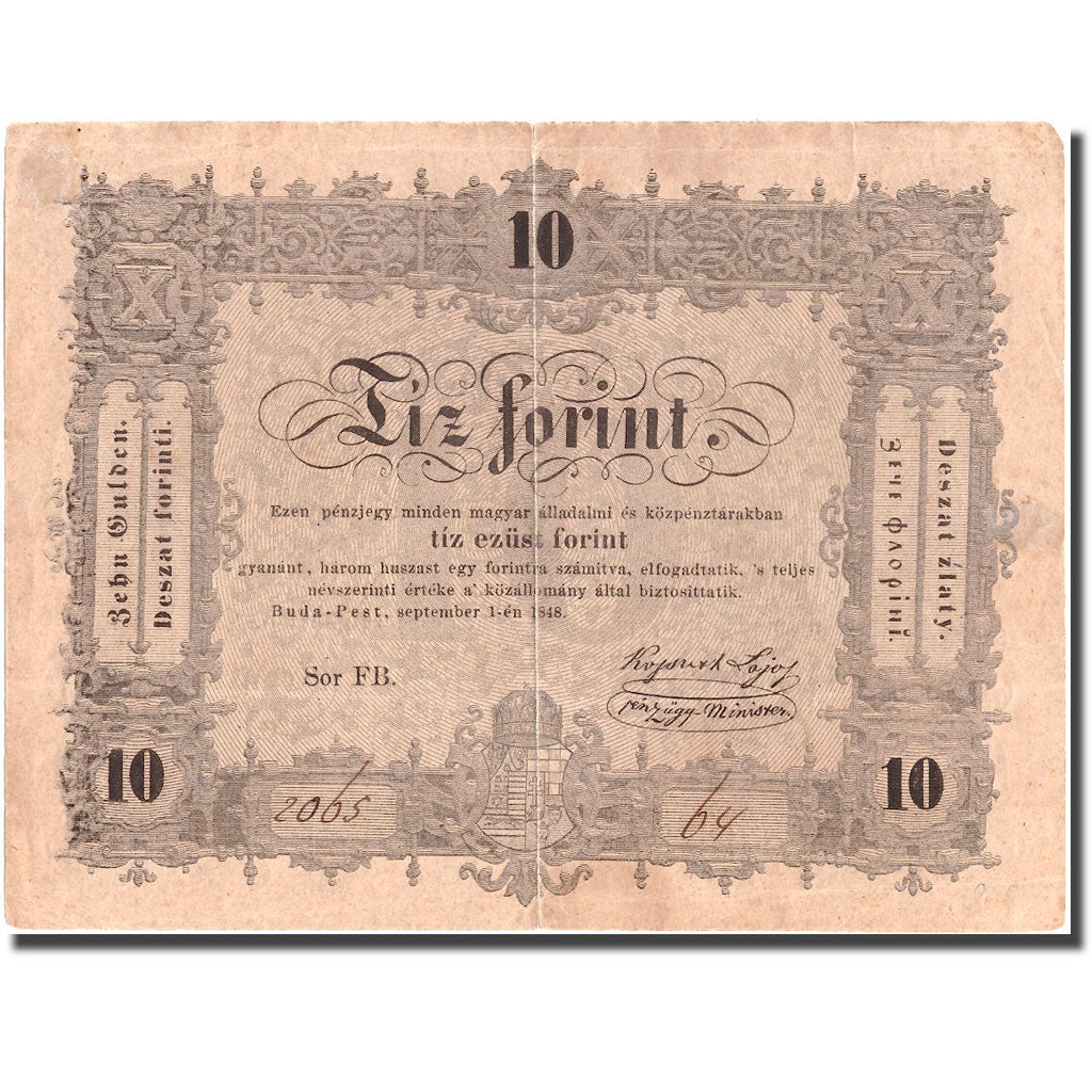 Banknote, Hungary, 10 Forint, 1848, 1848-09-01, KM:S117, EF(40-45)