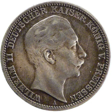 German States, 3 Mark, 1909, Berlin, KM #527, EF(40-45), Silver, 33, 16.60