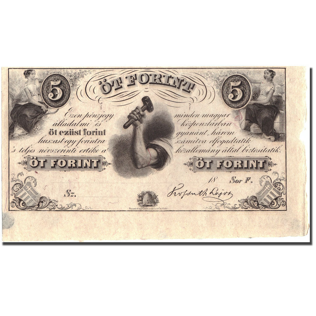Banknote, Hungary, 5 Forint, Undated (1852), KM:S143r1, UNC(60-62)