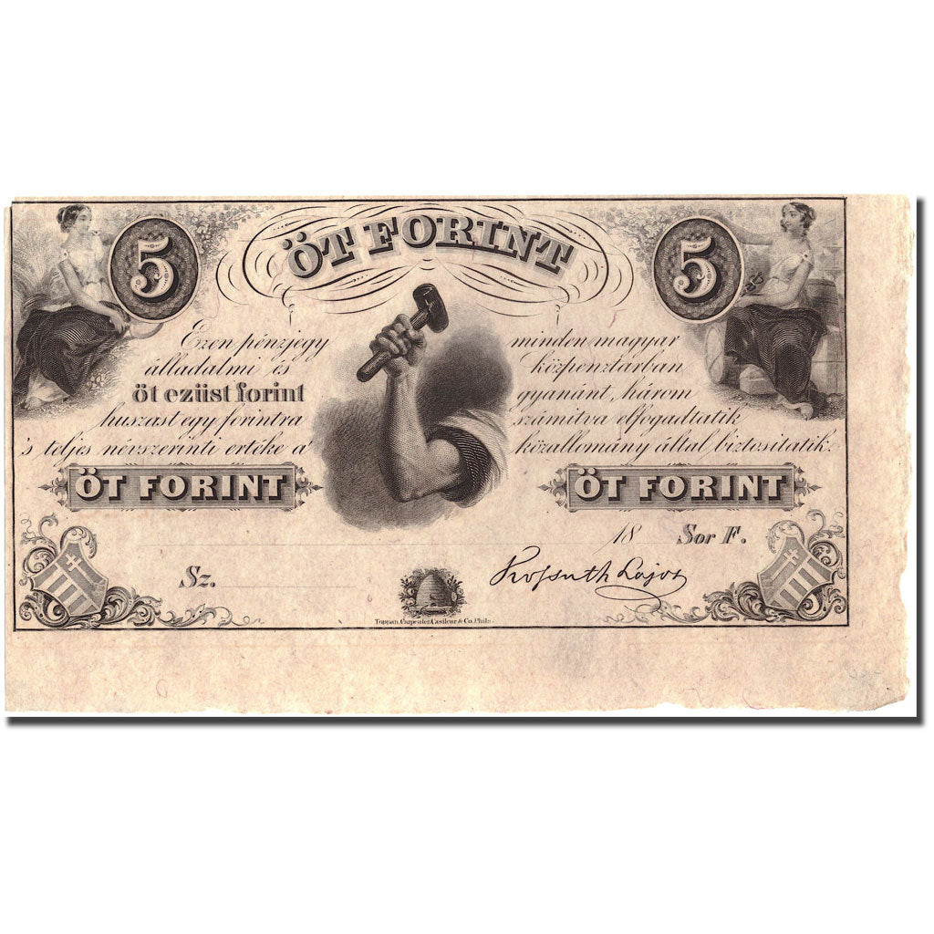 Banknote, Hungary, 5 Forint, Undated (1852), KM:S143r1, AU(55-58)
