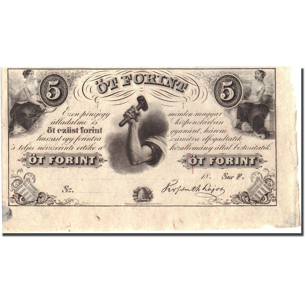 Banknote, Hungary, 5 Forint, Undated (1852), KM:S143r1, EF(40-45)