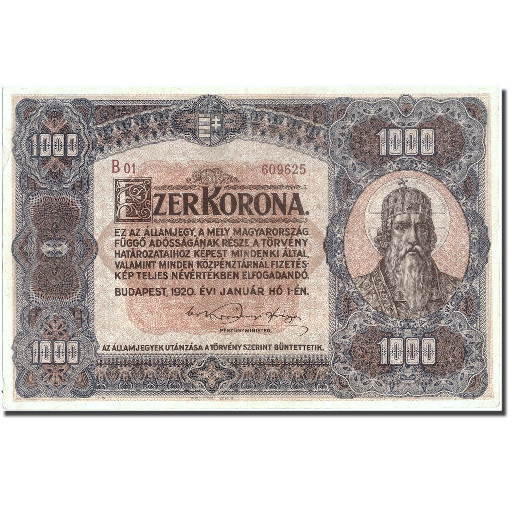 Billet, Hongrie, 1000 Korona, 1920, 1920-01-01, KM:66a, TTB+