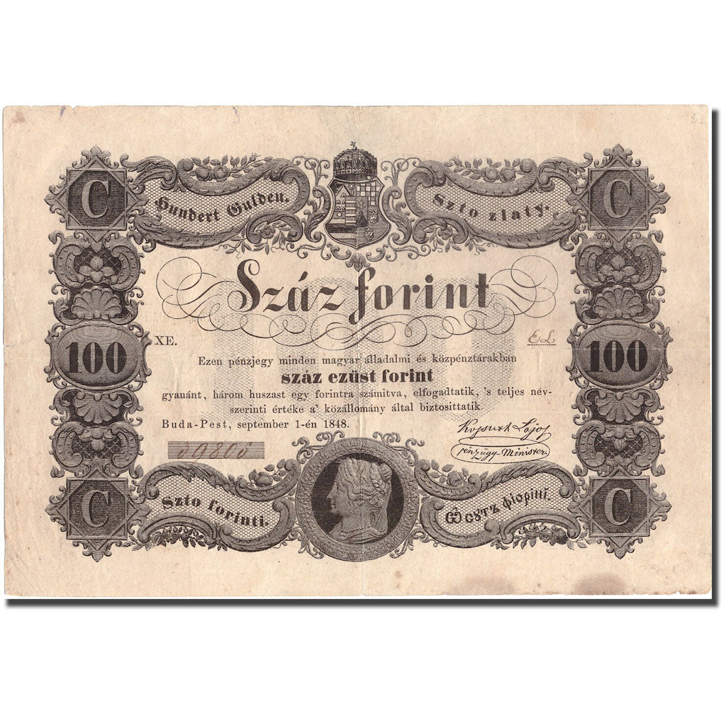 Banknote, Hungary, 100 Forint, 1848, 1848-01-01, KM:S118, EF(40-45)