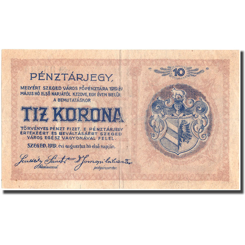 Billete, 10 Korona, 1919, Hungría, 1919, MBC+