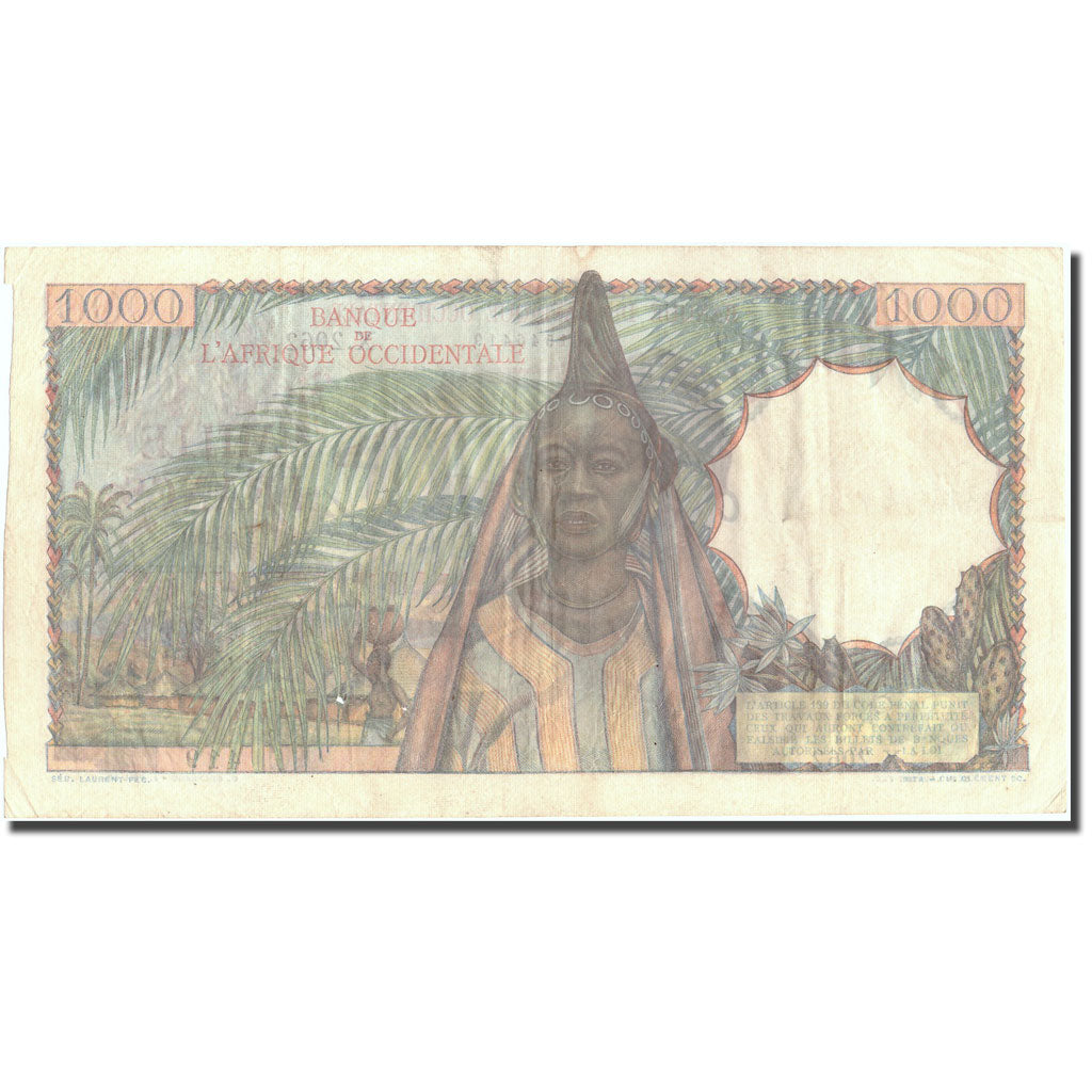 Banconote, Africa occidentale francese, 1000 Francs, 1951, 1951-10-02, KM:42, BB