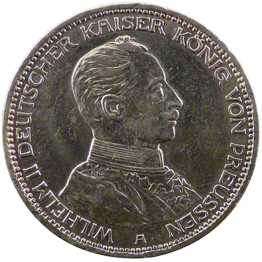 GERMAN STATES, 3 Mark, 1914, Berlin, KM #538, AU(50-53), Silver, 33, 16.60