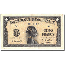 Billet, French West Africa, 5 Francs, 1942, 1942-12-14, KM:28b, SUP