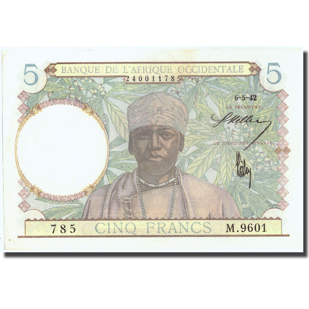 Banknote, French West Africa, 5 Francs, 1942, 1942-05-06, KM:25, UNC(64)
