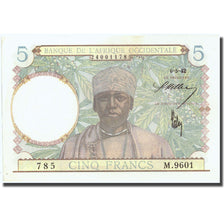 Banknote, French West Africa, 5 Francs, 1942, 1942-05-06, KM:25, UNC(64)