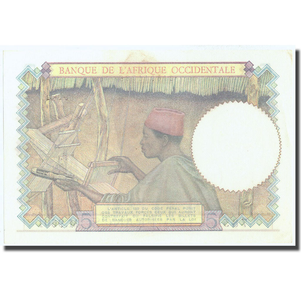 Banknote, French West Africa, 5 Francs, 1942, 1942-05-06, KM:25, UNC(64)