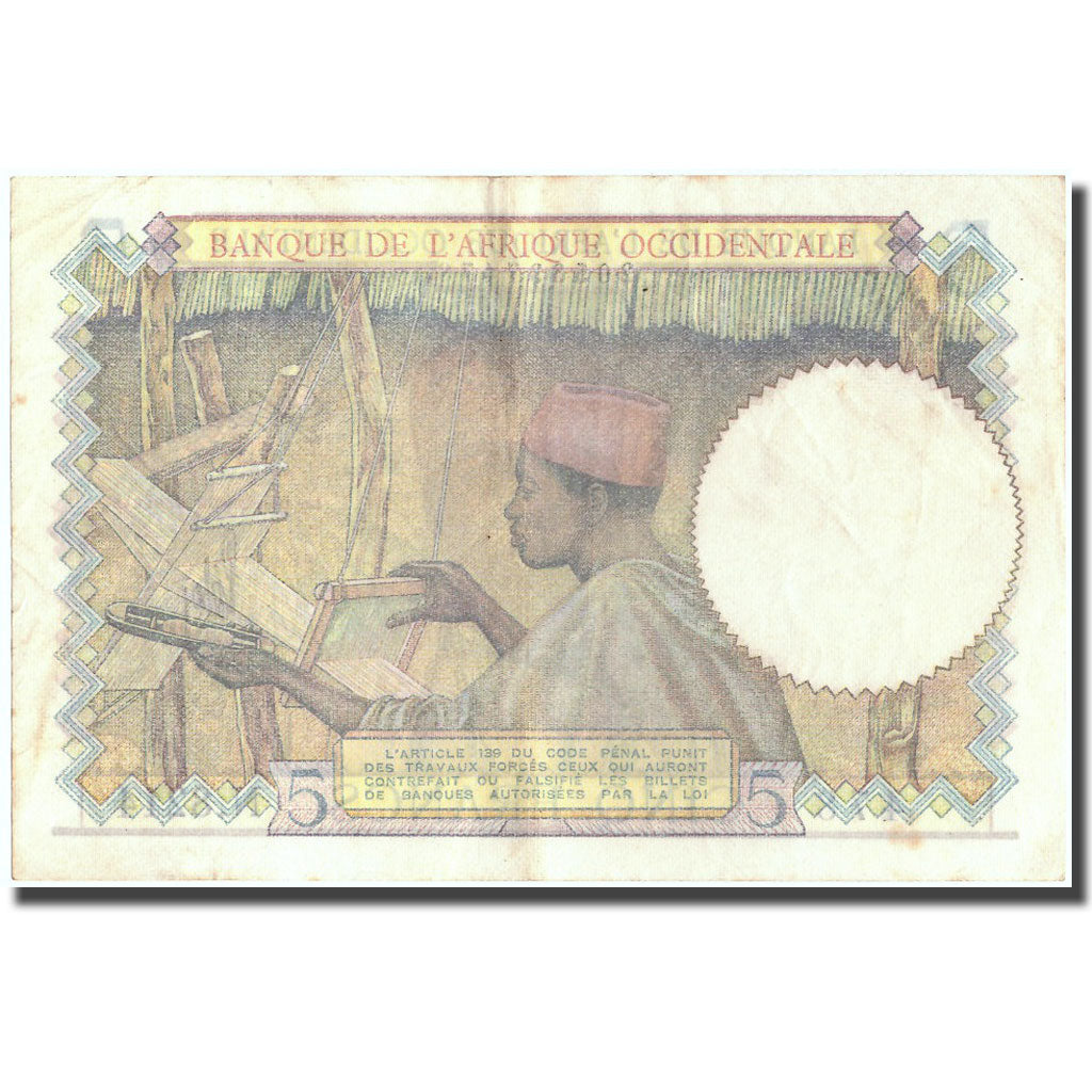 Banknote, French West Africa, 5 Francs, 1941, 1941-03-06, KM:25, EF(40-45)