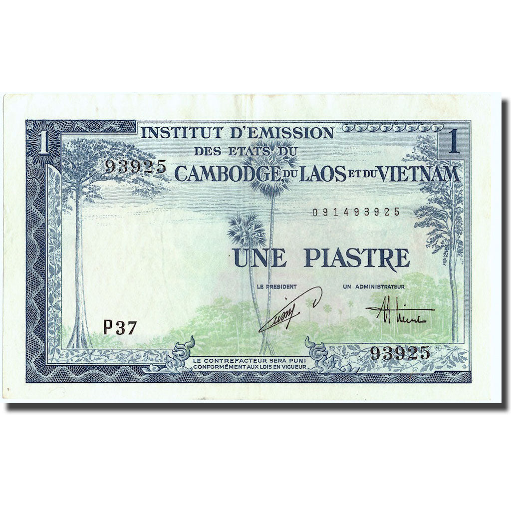 Banknote, FRENCH INDO-CHINA, 1 Piastre = 1 Dong, Undated (1954), KM:105