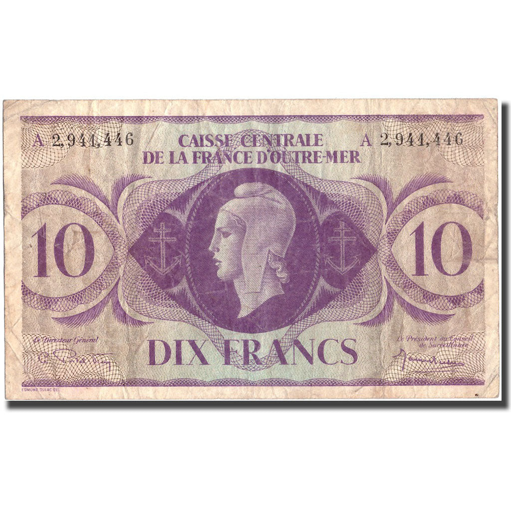 Banconote, Africa equatoriale francese, 10 Francs, Undated (1943), KM:16c, MB