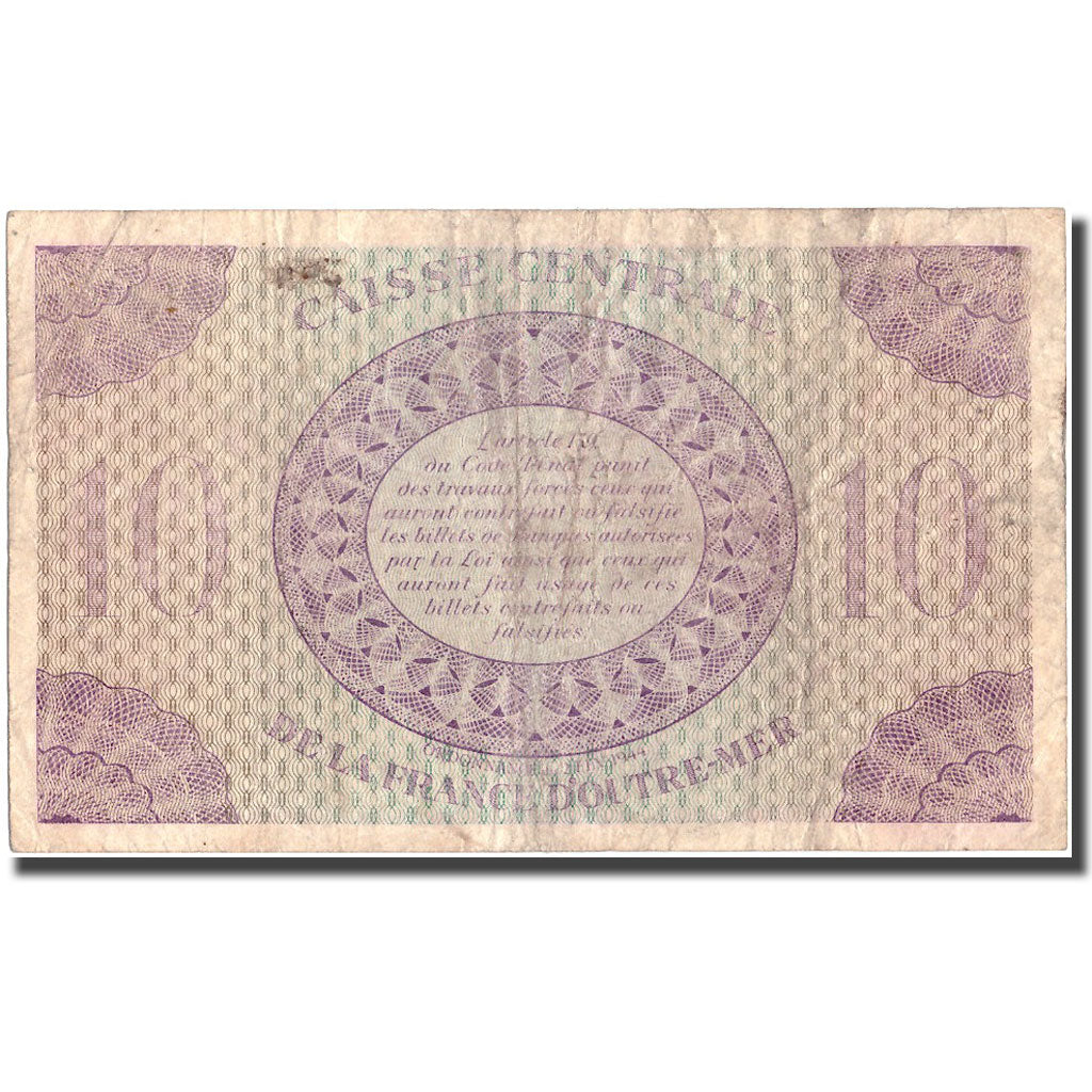 Banconote, Africa equatoriale francese, 10 Francs, Undated (1943), KM:16c, MB
