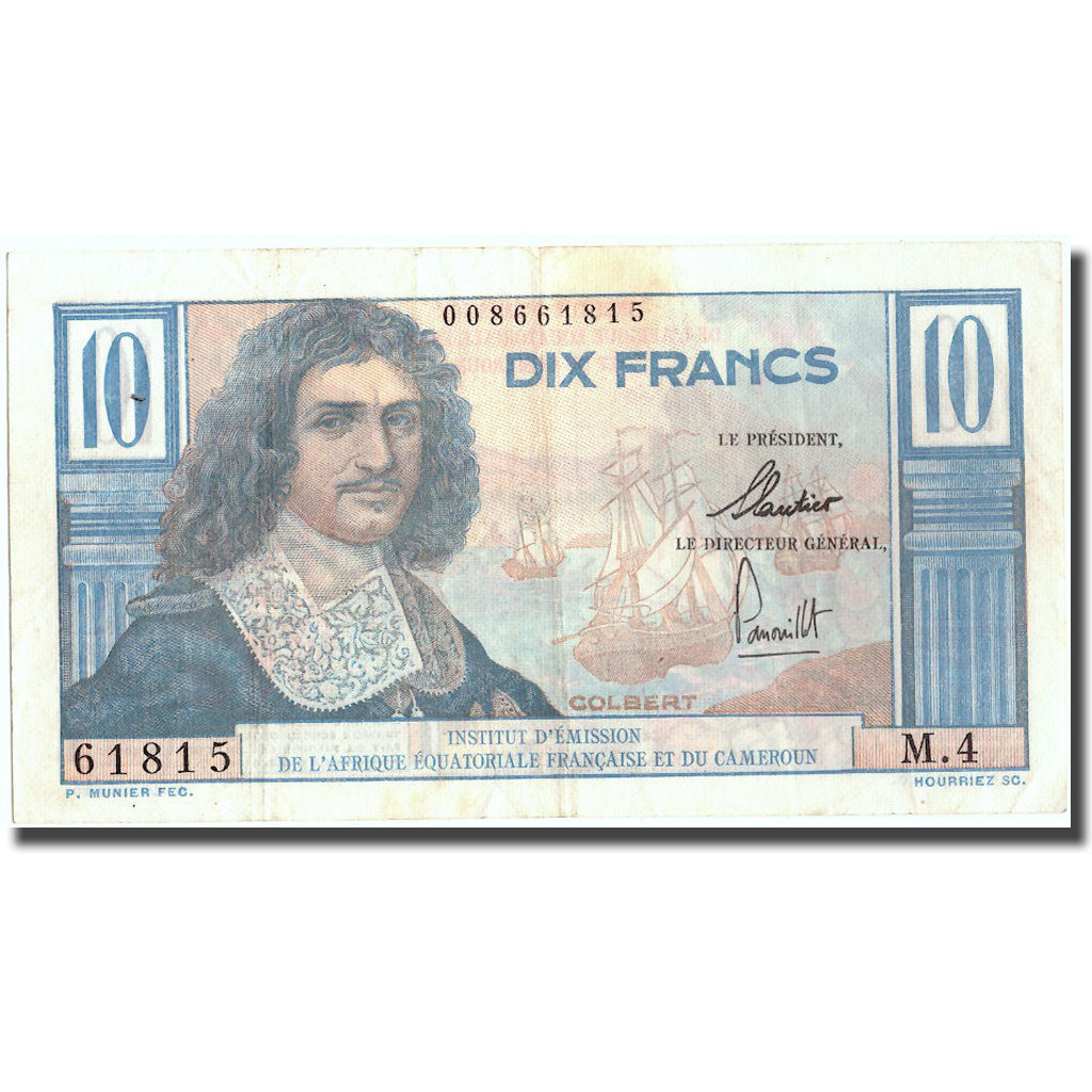 Banknote, French Equatorial Africa, 10 Francs, undated (1957), KM:29, AU(55-58)
